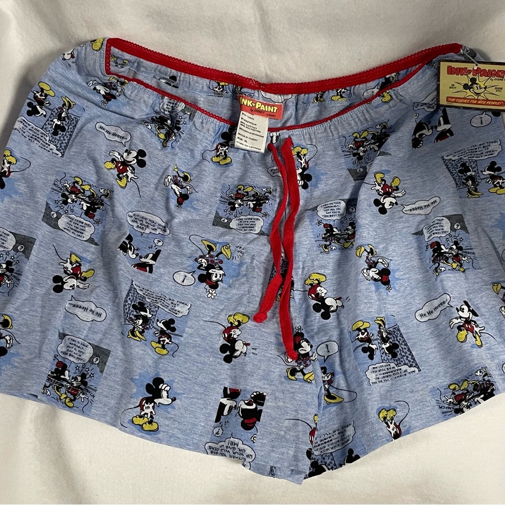 Disney Women's Light Blue Mickey Mouse Print Shorts